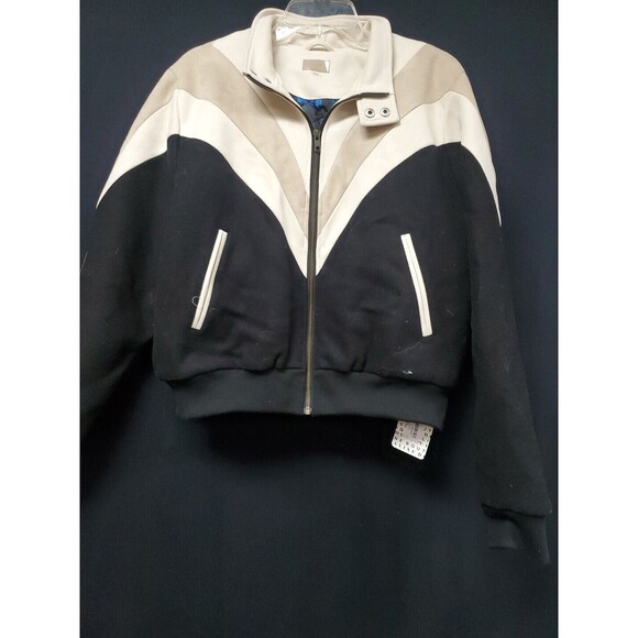 Mother The Big M Jacket Coat Tokyo Drift Black Beige White Zip Up Size Large NWT - Picture 1 of 12